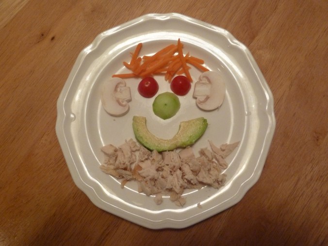 I even tapped into the creative juices to try to get the boys to eat veggies (and chicken) for dinner, a la the "Caveman."