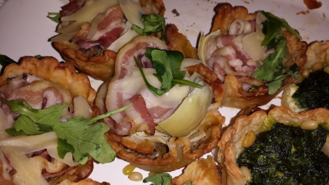 No time for an artfully-arranged photo before serving the tartlets: these babies are leftovers.