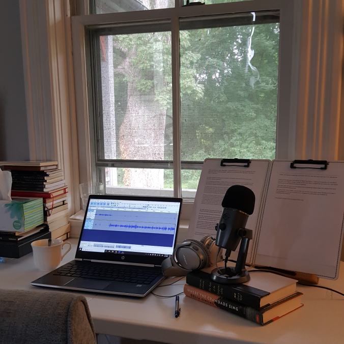 podcasting equipment on desk